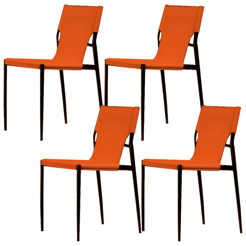 Moderne eenvoudige zijstoel kleurrijke faux lederen kant eetkamerstoel voor woonkamer