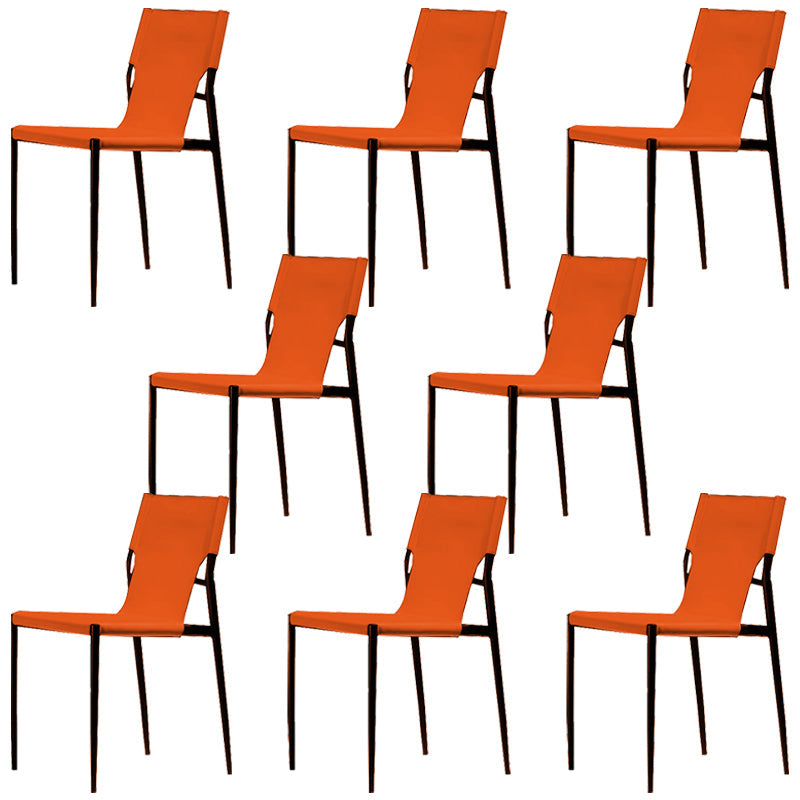 Moderne eenvoudige zijstoel kleurrijke faux lederen kant eetkamerstoel voor woonkamer