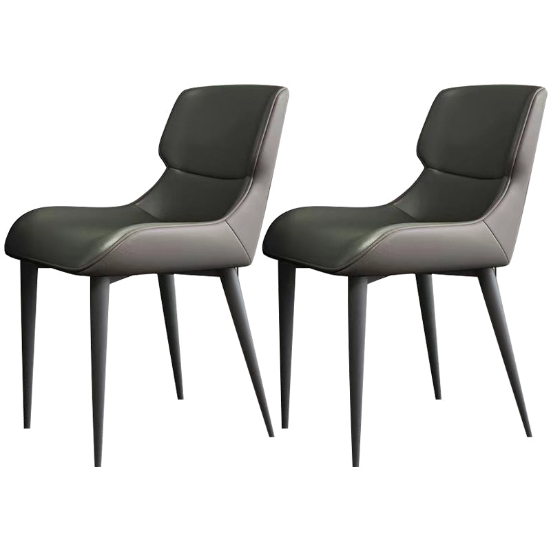 Modern Simple Side Chair Leather Side Dining Chair for Living Room Blackish Green 2 Piece Set Clearhalo 'Dining Chairs' 'Dining Tables & Seating' 'dining_chair' 'furn' 'furn_dining_chair' 'Furniture' 'Kitchen & Dining Furniture' 7014840
