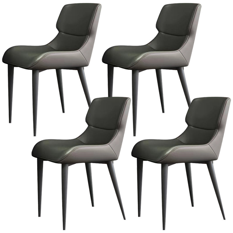 Modern Simple Side Chair Leather Side Dining Chair for Living Room Blackish Green 4 Piece Set Clearhalo 'Dining Chairs' 'Dining Tables & Seating' 'dining_chair' 'furn' 'furn_dining_chair' 'Furniture' 'Kitchen & Dining Furniture' 7014842