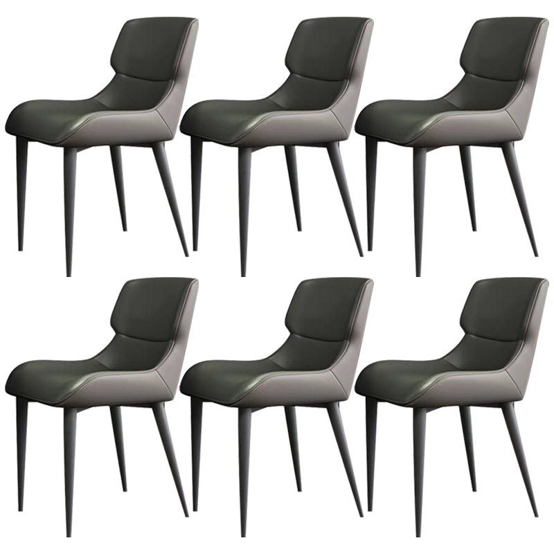 Modern Simple Side Chair Leather Side Dining Chair for Living Room Blackish Green 6 Piece Set Clearhalo 'Dining Chairs' 'Dining Tables & Seating' 'dining_chair' 'furn' 'furn_dining_chair' 'Furniture' 'Kitchen & Dining Furniture' 7014845