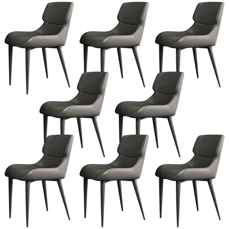 Modern Simple Side Chair Leather Side Dining Chair for Living Room Blackish Green 8 Piece Set Clearhalo 'Dining Chairs' 'Dining Tables & Seating' 'dining_chair' 'furn' 'furn_dining_chair' 'Furniture' 'Kitchen & Dining Furniture' 7014847
