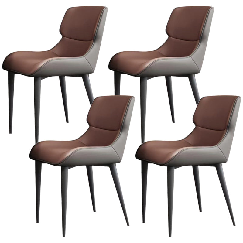 Modern Simple Side Chair Leather Side Dining Chair for Living Room Brown 4 Piece Set Clearhalo 'Dining Chairs' 'Dining Tables & Seating' 'dining_chair' 'furn' 'furn_dining_chair' 'Furniture' 'Kitchen & Dining Furniture' 7014852
