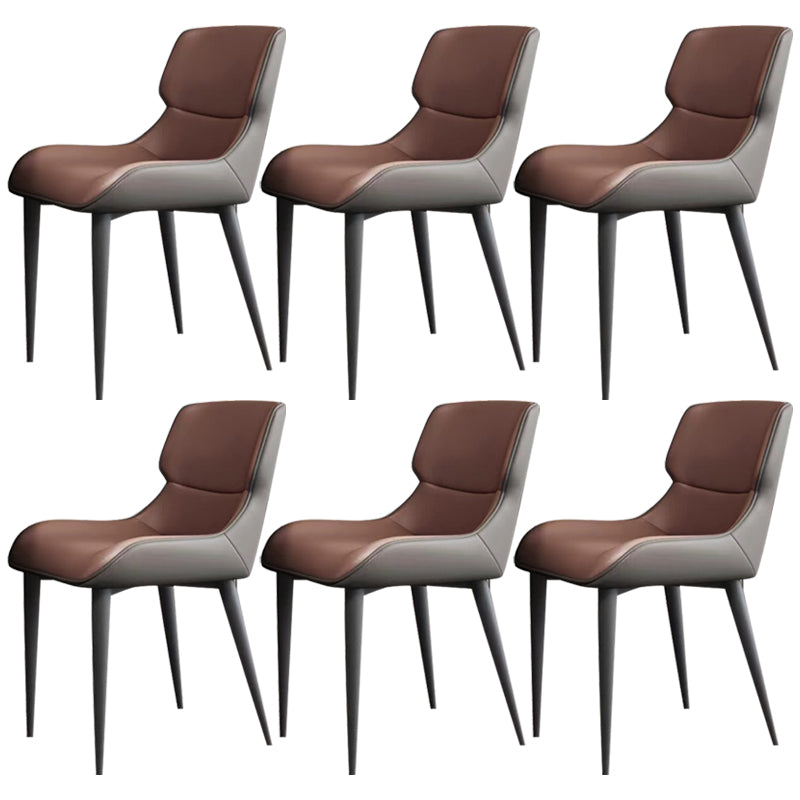 Modern Simple Side Chair Leather Side Dining Chair for Living Room Brown 6 Piece Set Clearhalo 'Dining Chairs' 'Dining Tables & Seating' 'dining_chair' 'furn' 'furn_dining_chair' 'Furniture' 'Kitchen & Dining Furniture' 7014854