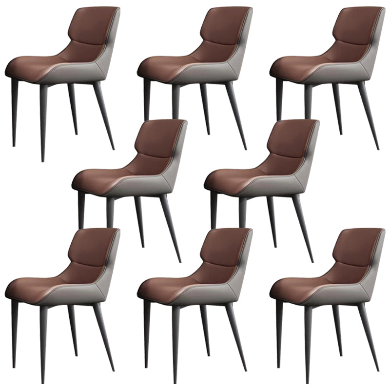 Modern Simple Side Chair Leather Side Dining Chair for Living Room Brown 8 Piece Set Clearhalo 'Dining Chairs' 'Dining Tables & Seating' 'dining_chair' 'furn' 'furn_dining_chair' 'Furniture' 'Kitchen & Dining Furniture' 7014855