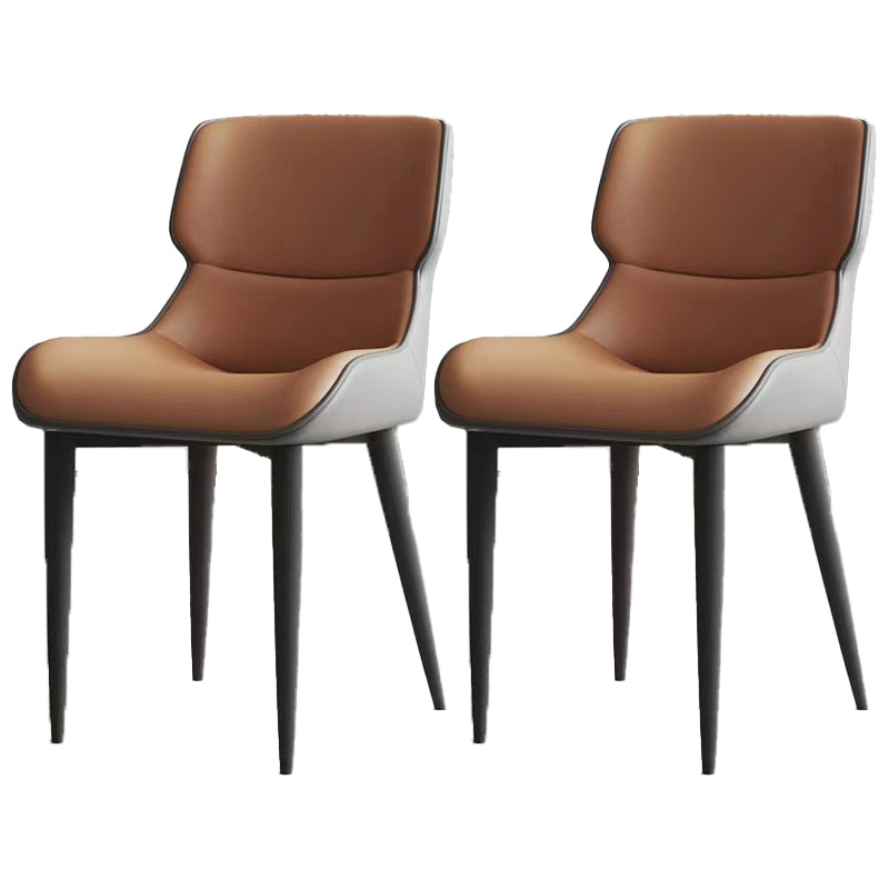 Modern Simple Side Chair Leather Side Dining Chair for Living Room Orange 2 Piece Set Clearhalo 'Dining Chairs' 'Dining Tables & Seating' 'dining_chair' 'furn' 'furn_dining_chair' 'Furniture' 'Kitchen & Dining Furniture' 7014856