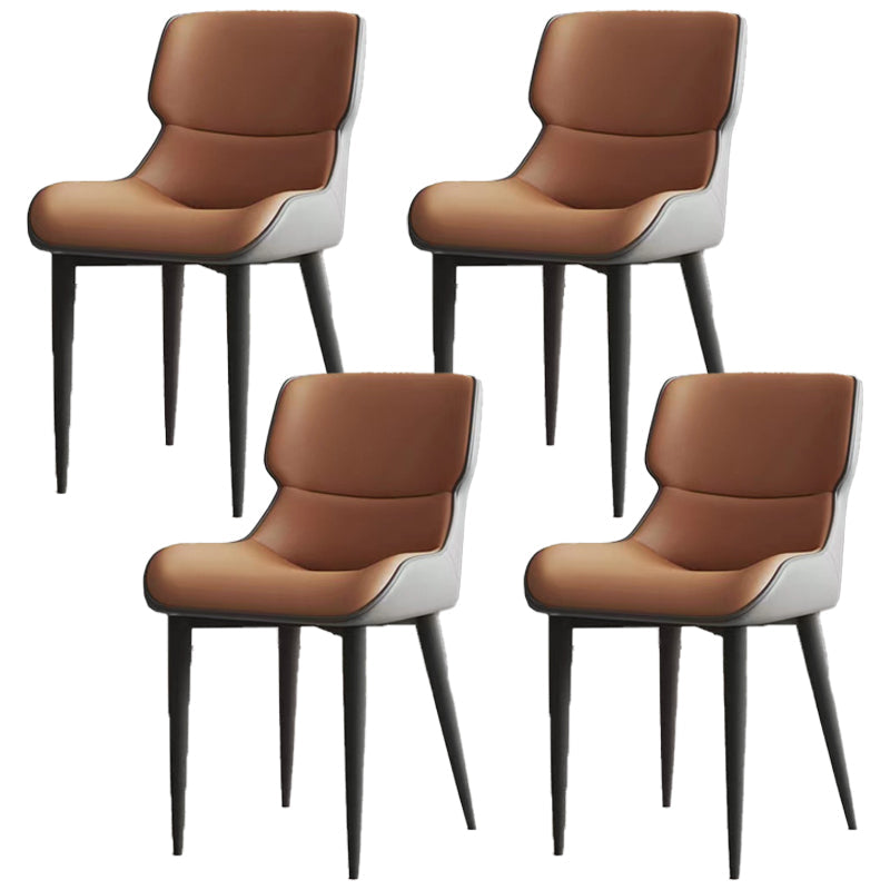 Modern Simple Side Chair Leather Side Dining Chair for Living Room Orange 4 Piece Set Clearhalo 'Dining Chairs' 'Dining Tables & Seating' 'dining_chair' 'furn' 'furn_dining_chair' 'Furniture' 'Kitchen & Dining Furniture' 7014857