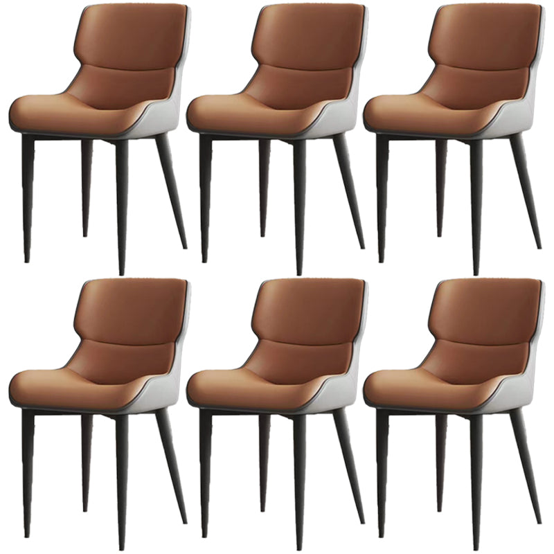 Modern Simple Side Chair Leather Side Dining Chair for Living Room Orange 6 Piece Set Clearhalo 'Dining Chairs' 'Dining Tables & Seating' 'dining_chair' 'furn' 'furn_dining_chair' 'Furniture' 'Kitchen & Dining Furniture' 7014858
