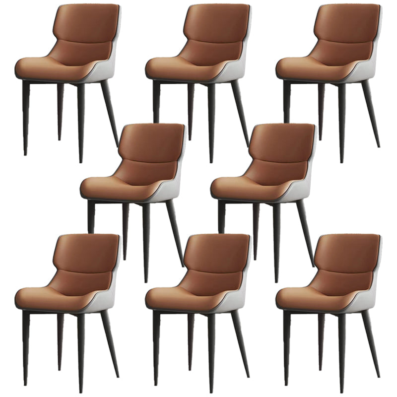 Modern Simple Side Chair Leather Side Dining Chair for Living Room Orange 8 Piece Set Clearhalo 'Dining Chairs' 'Dining Tables & Seating' 'dining_chair' 'furn' 'furn_dining_chair' 'Furniture' 'Kitchen & Dining Furniture' 7014859