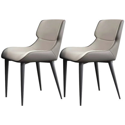 Modern Simple Side Chair Leather Side Dining Chair for Living Room Khaki 2 Piece Set Clearhalo 'Dining Chairs' 'Dining Tables & Seating' 'dining_chair' 'furn' 'furn_dining_chair' 'Furniture' 'Kitchen & Dining Furniture' 7014860