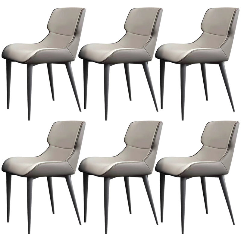 Modern Simple Side Chair Leather Side Dining Chair for Living Room Khaki 6 Piece Set Clearhalo 'Dining Chairs' 'Dining Tables & Seating' 'dining_chair' 'furn' 'furn_dining_chair' 'Furniture' 'Kitchen & Dining Furniture' 7014862