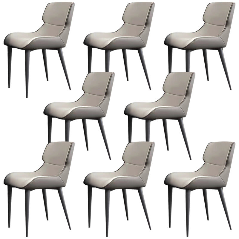 Modern Simple Side Chair Leather Side Dining Chair for Living Room Khaki 8 Piece Set Clearhalo 'Dining Chairs' 'Dining Tables & Seating' 'dining_chair' 'furn' 'furn_dining_chair' 'Furniture' 'Kitchen & Dining Furniture' 7014863