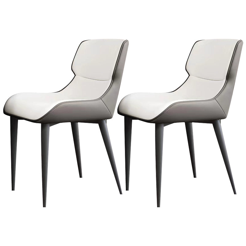 Modern Simple Side Chair Leather Side Dining Chair for Living Room Off-White 2 Piece Set Clearhalo 'Dining Chairs' 'Dining Tables & Seating' 'dining_chair' 'furn' 'furn_dining_chair' 'Furniture' 'Kitchen & Dining Furniture' 7014864