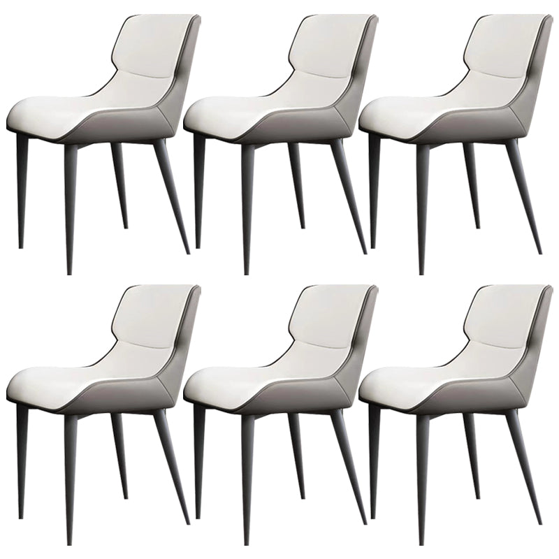 Modern Simple Side Chair Leather Side Dining Chair for Living Room Off-White 6 Piece Set Clearhalo 'Dining Chairs' 'Dining Tables & Seating' 'dining_chair' 'furn' 'furn_dining_chair' 'Furniture' 'Kitchen & Dining Furniture' 7014866