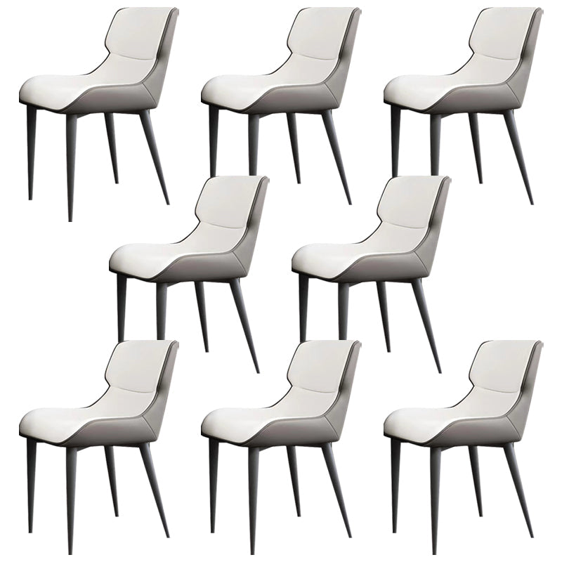 Modern Simple Side Chair Leather Side Dining Chair for Living Room Off-White 8 Piece Set Clearhalo 'Dining Chairs' 'Dining Tables & Seating' 'dining_chair' 'furn' 'furn_dining_chair' 'Furniture' 'Kitchen & Dining Furniture' 7014867