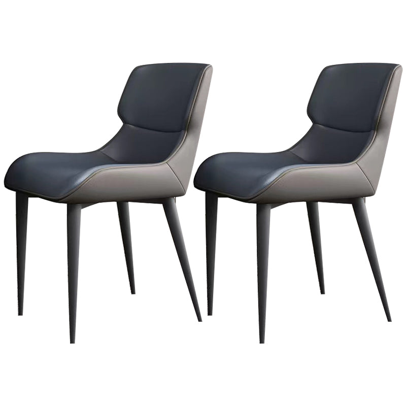 Modern Simple Side Chair Leather Side Dining Chair for Living Room Blue 2 Piece Set Clearhalo 'Dining Chairs' 'Dining Tables & Seating' 'dining_chair' 'furn' 'furn_dining_chair' 'Furniture' 'Kitchen & Dining Furniture' 7014868