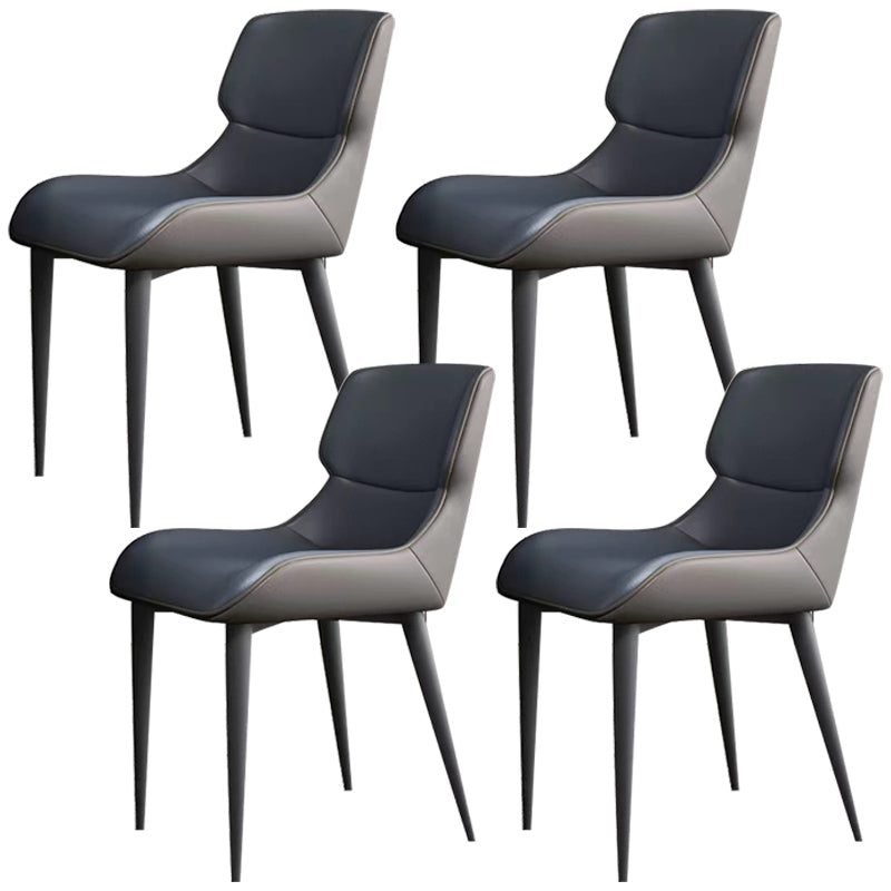 Modern Simple Side Chair Leather Side Dining Chair for Living Room Blue 4 Piece Set Clearhalo 'Dining Chairs' 'Dining Tables & Seating' 'dining_chair' 'furn' 'furn_dining_chair' 'Furniture' 'Kitchen & Dining Furniture' 7014869