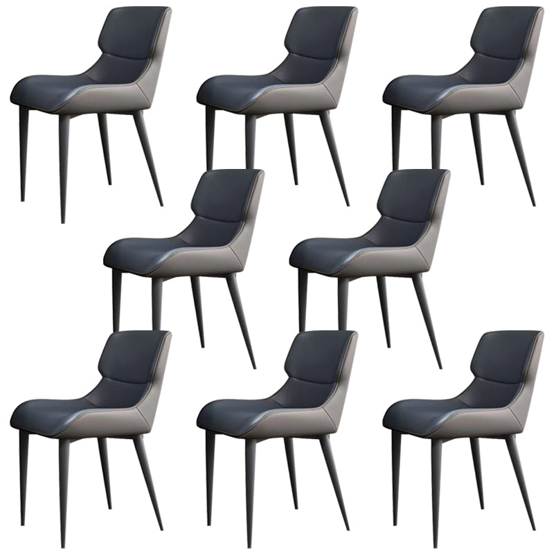 Modern Simple Side Chair Leather Side Dining Chair for Living Room Blue 8 Piece Set Clearhalo 'Dining Chairs' 'Dining Tables & Seating' 'dining_chair' 'furn' 'furn_dining_chair' 'Furniture' 'Kitchen & Dining Furniture' 7014871