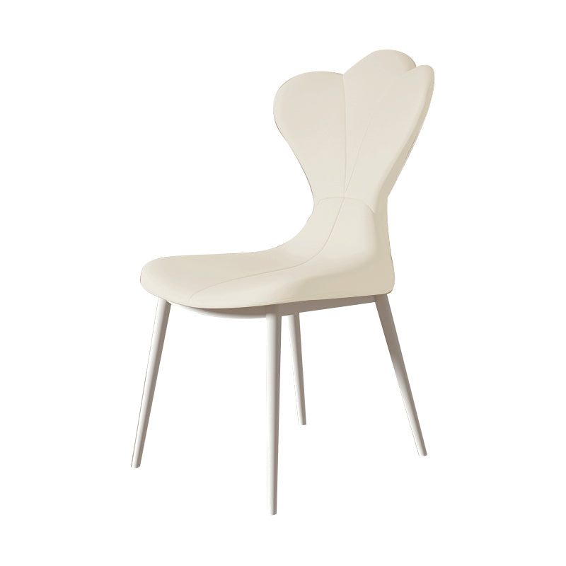 Chaise latéral simple moderne en faux cuir chaise de salle à manger sans bras avec base en métal