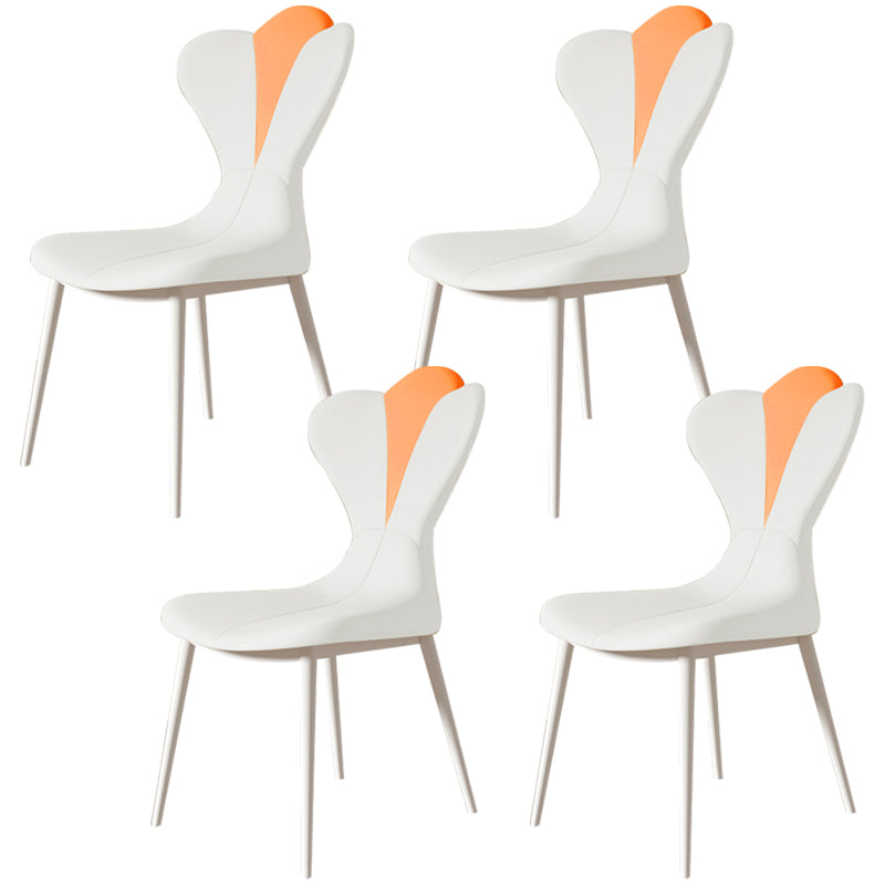 Chaise latéral simple moderne en faux cuir chaise de salle à manger sans bras avec base en métal