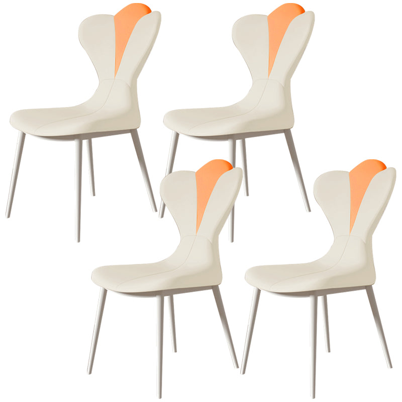 Chaise latéral simple moderne en faux cuir chaise de salle à manger sans bras avec base en métal