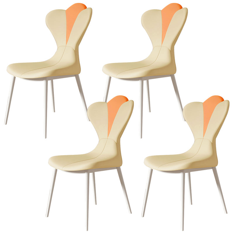 Chaise latéral simple moderne en faux cuir chaise de salle à manger sans bras avec base en métal