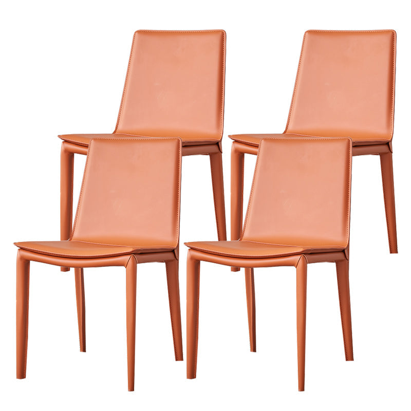 モダンなシンプルなサイドチェアフェイクレザー自宅で使用するためのカラフルなアームレスダイニングチェア