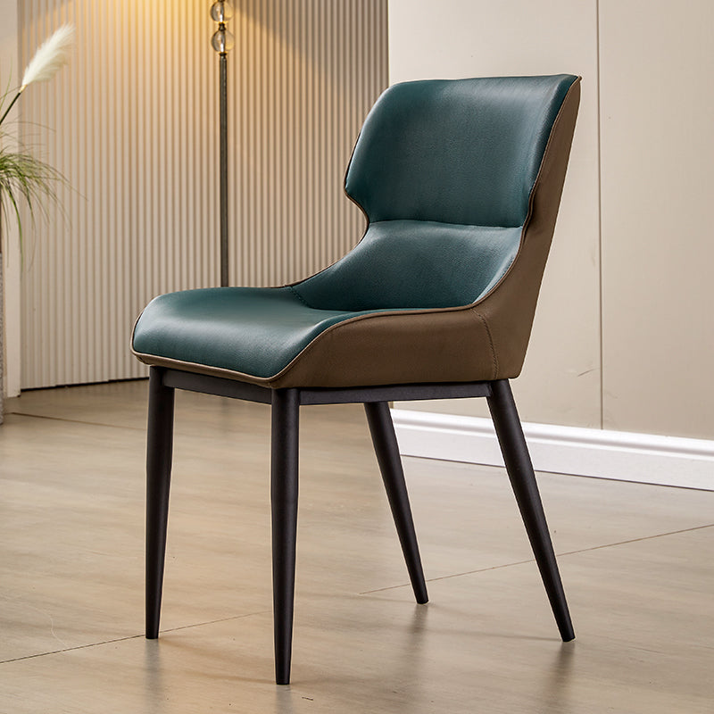 Modern Simple Side Chair Faux Leather Side Dining Chair with Metal Base for Home Use