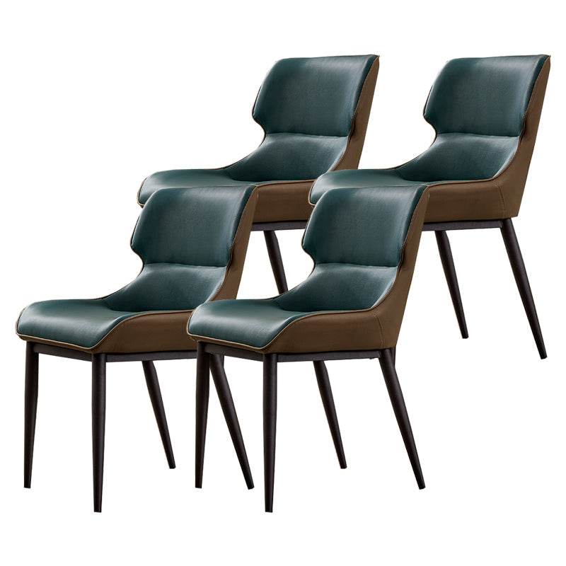Modern Simple Side Chair Faux Leather Side Dining Chair with Metal Base for Home Use