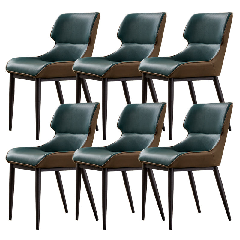 Modern Simple Side Chair Faux Leather Side Dining Chair with Metal Base for Home Use