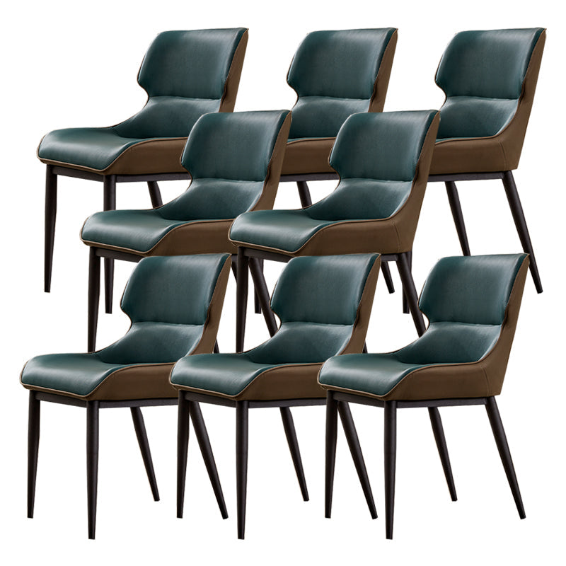 Modern Simple Side Chair Faux Leather Side Dining Chair with Metal Base for Home Use