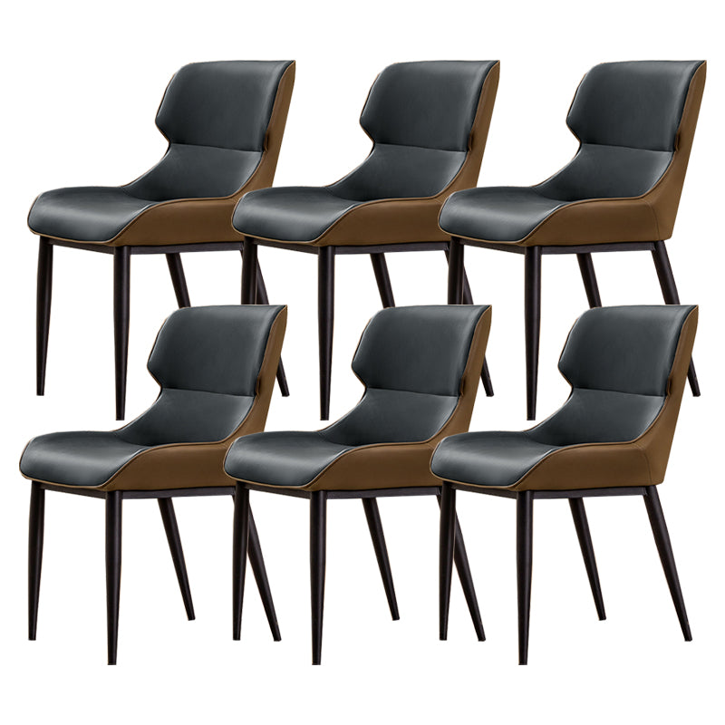 Modern Simple Side Chair Faux Leather Side Dining Chair with Metal Base for Home Use