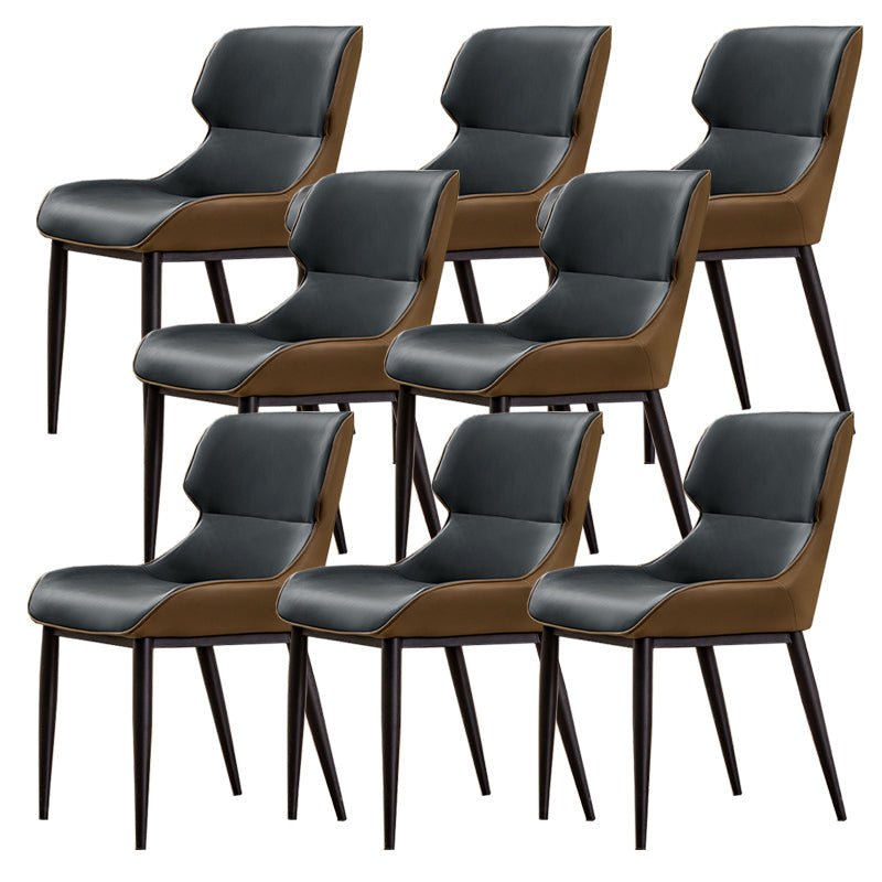 Modern Simple Side Chair Faux Leather Side Dining Chair with Metal Base for Home Use