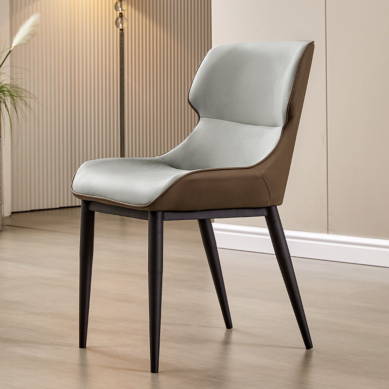 Modern Simple Side Chair Faux Leather Side Dining Chair with Metal Base for Home Use