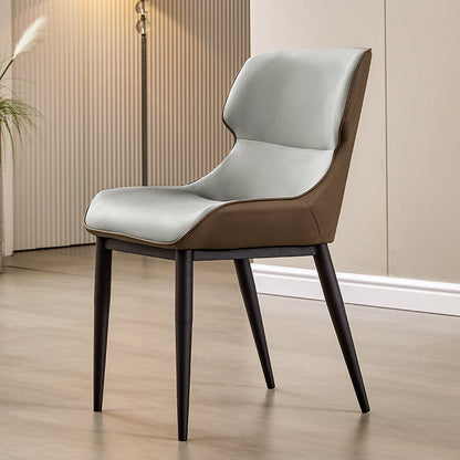 Modern Simple Side Chair Faux Leather Side Dining Chair with Metal Base for Home Use