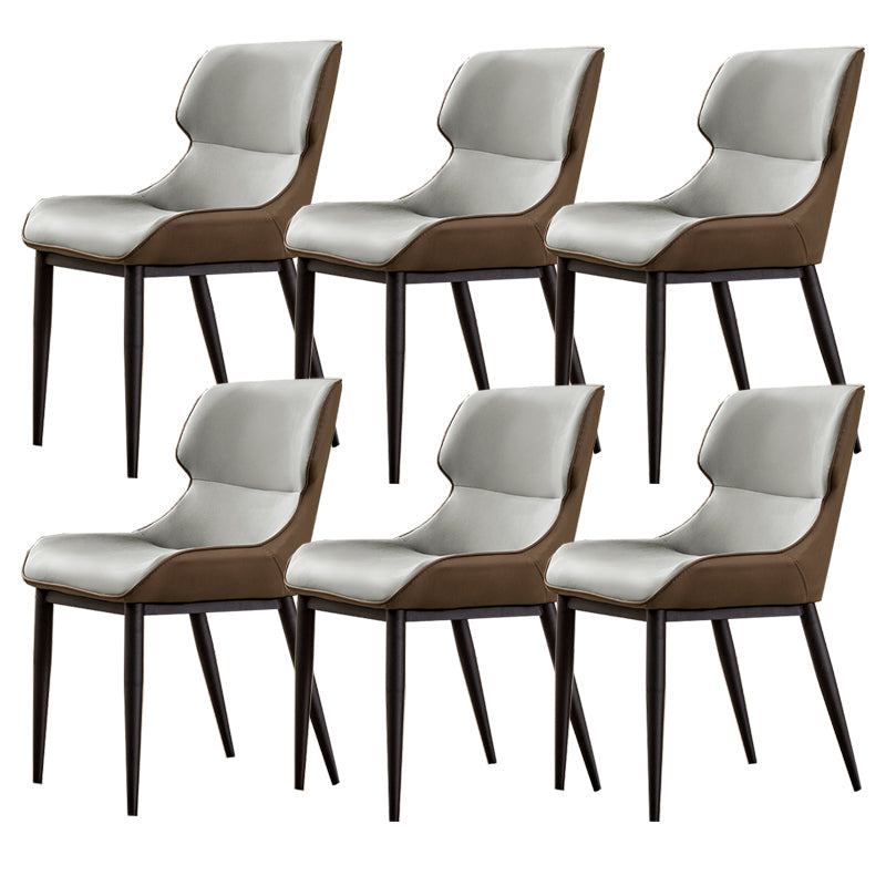 Modern Simple Side Chair Faux Leather Side Dining Chair with Metal Base for Home Use