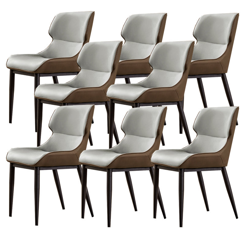 Modern Simple Side Chair Faux Leather Side Dining Chair with Metal Base for Home Use
