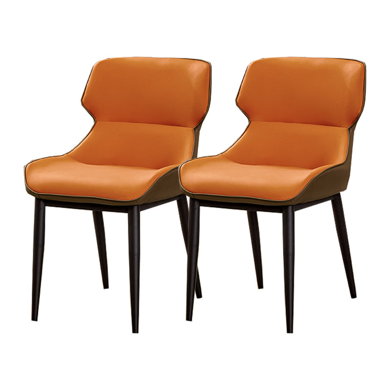 Modern Simple Side Chair Faux Leather Side Dining Chair with Metal Base for Home Use