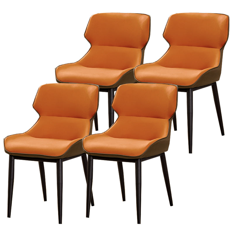 Modern Simple Side Chair Faux Leather Side Dining Chair with Metal Base for Home Use