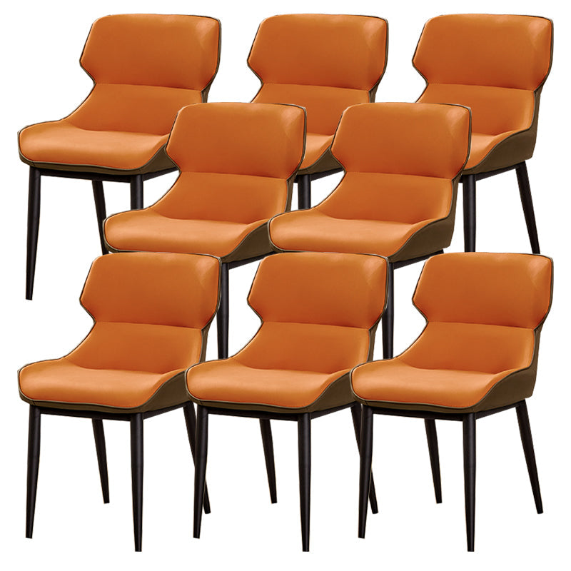 Modern Simple Side Chair Faux Leather Side Dining Chair with Metal Base for Home Use