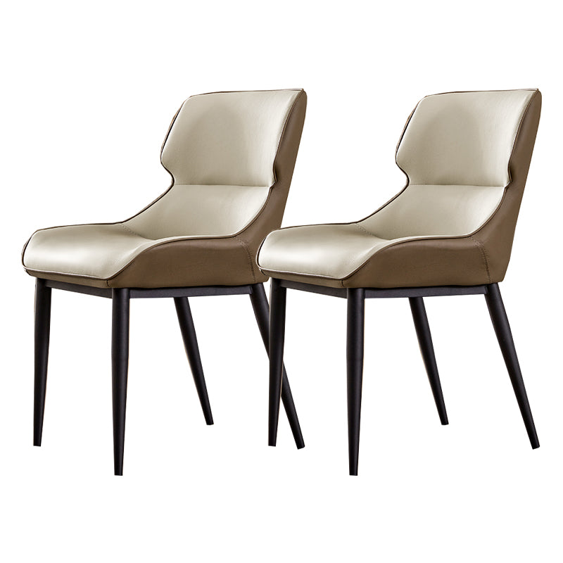 Modern Simple Side Chair Faux Leather Side Dining Chair with Metal Base for Home Use
