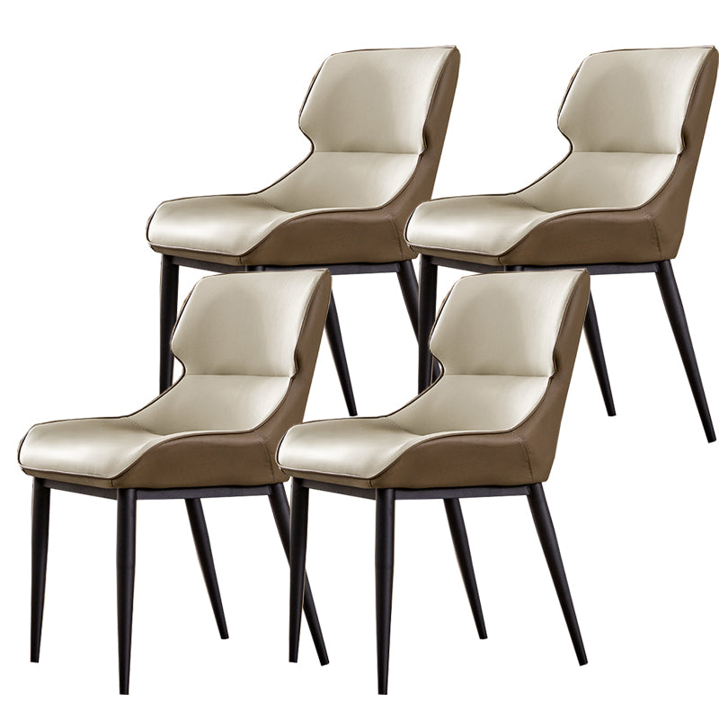 Modern Simple Side Chair Faux Leather Side Dining Chair with Metal Base for Home Use