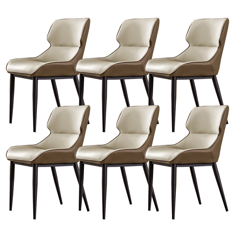 Modern Simple Side Chair Faux Leather Side Dining Chair with Metal Base for Home Use