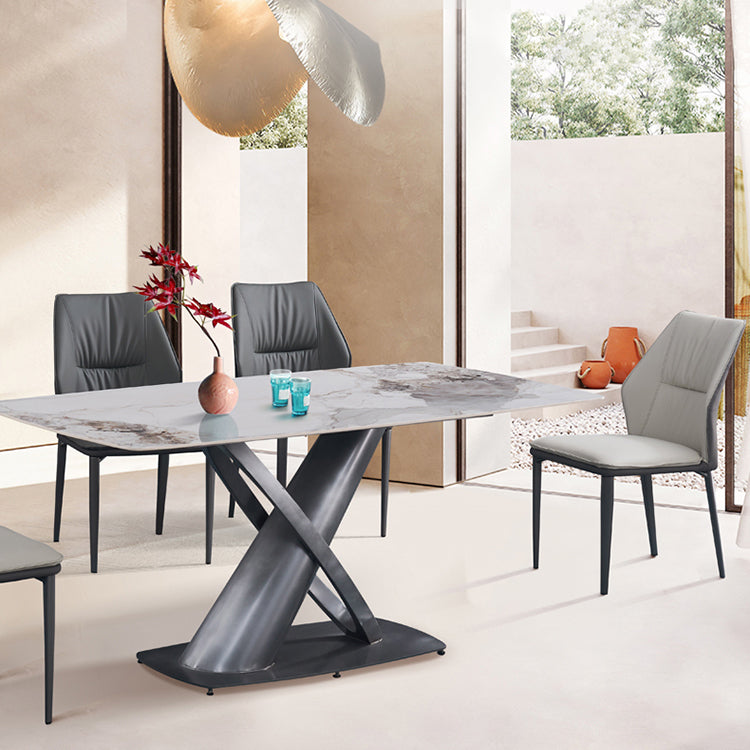 Chaise d'accélération simple moderne chaise à manger en faux cuir avec base en métal pour le salon