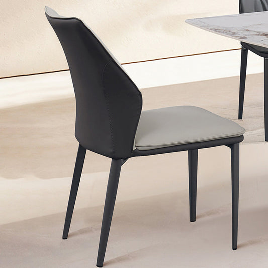 Modern Simple Side Chair Faux Leather Dining Chair with Metal Base for Living Room
