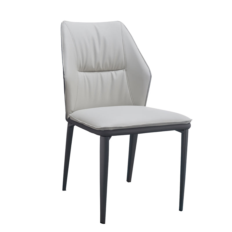 Chaise d'accélération simple moderne chaise à manger en faux cuir avec base en métal pour le salon