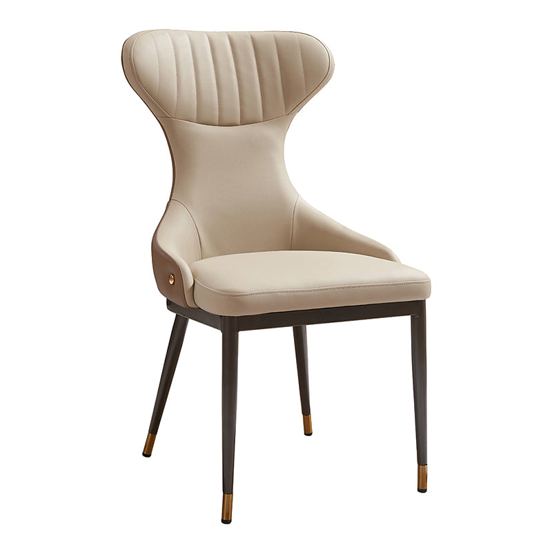 リビングルーム用のモダンなシンプルなサイドチェアフェイクレザーアームレスダイニングチェア