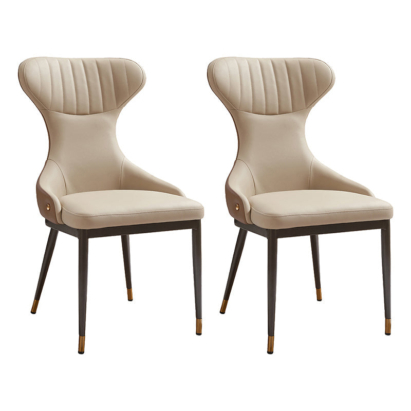 リビングルーム用のモダンなシンプルなサイドチェアフェイクレザーアームレスダイニングチェア