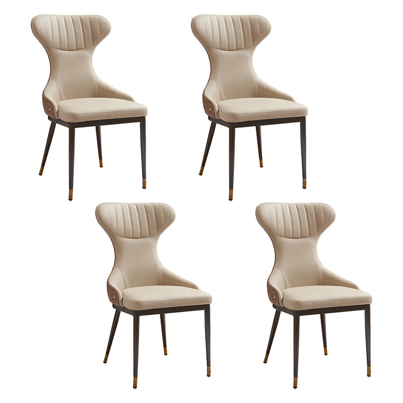 リビングルーム用のモダンなシンプルなサイドチェアフェイクレザーアームレスダイニングチェア