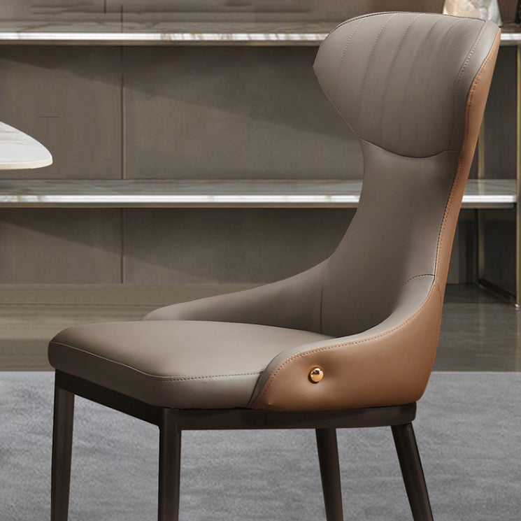 リビングルーム用のモダンなシンプルなサイドチェアフェイクレザーアームレスダイニングチェア